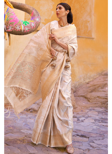 Classy Soft Silk Sequence Work Off White Saree